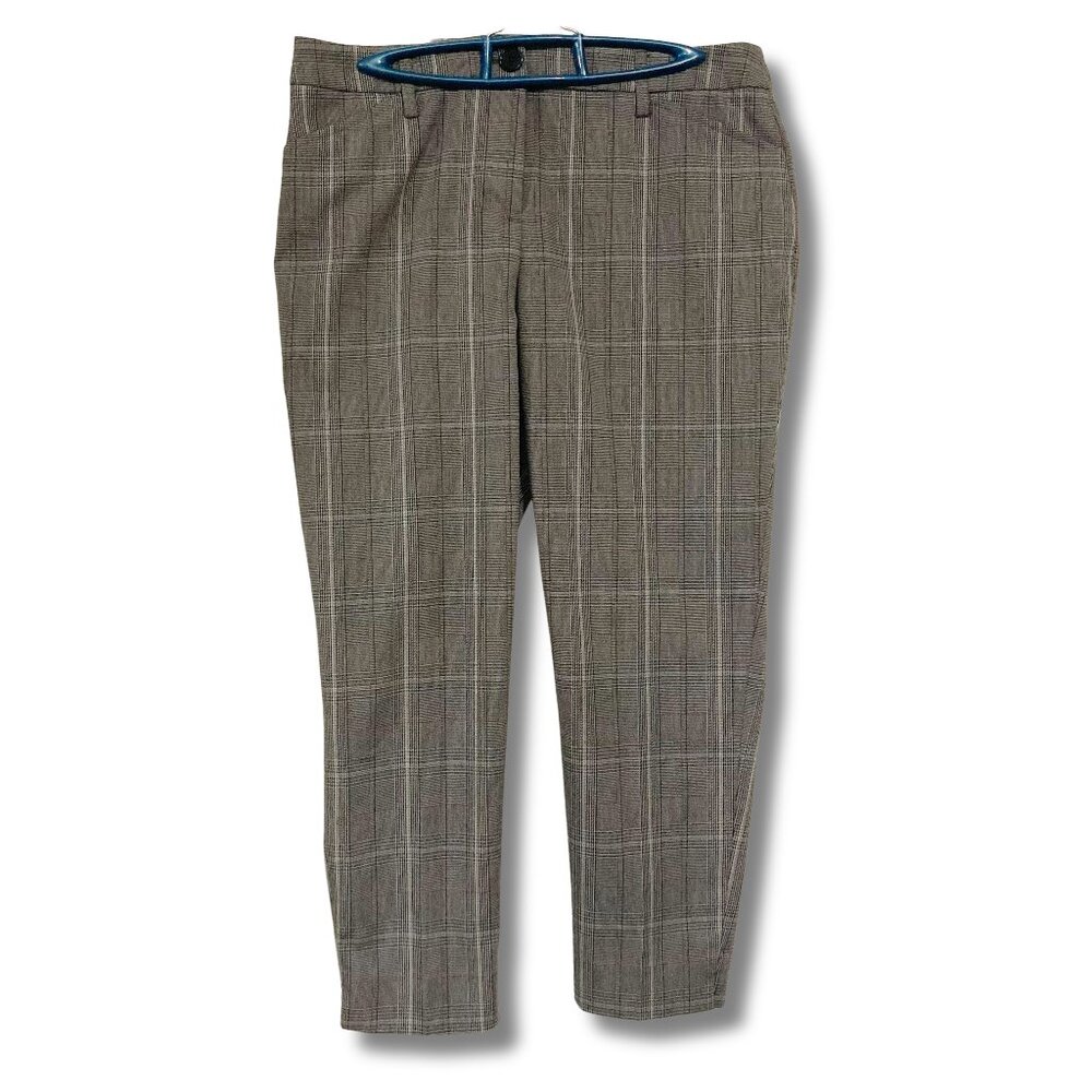 CLEO PETITES Grey black plaid capri pants ~ SMALL MEDIUM sz 8 cropped trousers